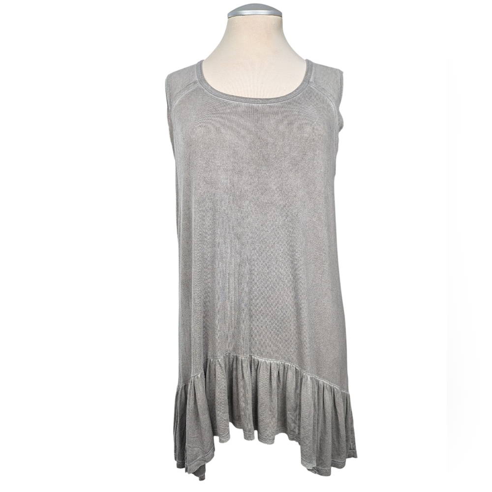 ANTHROPOLOGIE Dantelle Washed Gray Sleeveless Peplum Tunic Top L